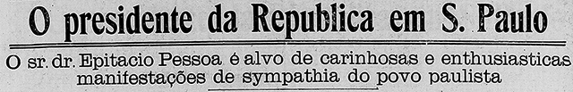 Manchete do jornal Correio Paulistano em 20/08/1921