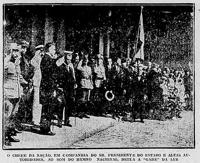 Recepção ao Presidente Epitácio Pessoa na Estação da Luz.